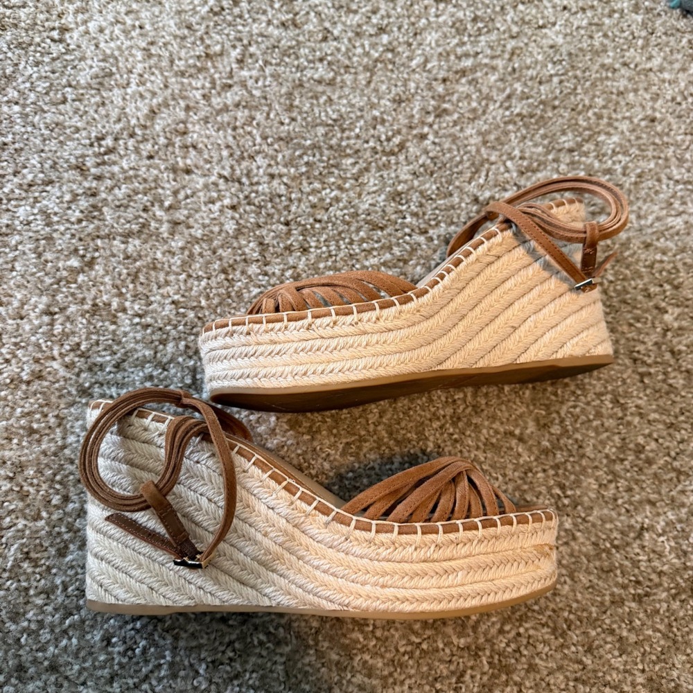 Veronica Beard Ravina Suede Espadrille wedge sandals 8 resort boho  vacation - Picture 2 of 8